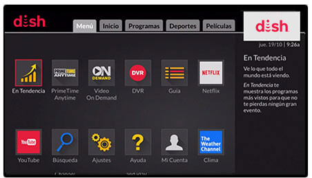 TV con el menu de DISH