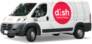 van with dish logo